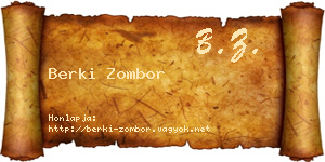 Berki Zombor névjegykártya